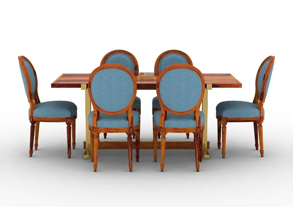 Pinecone 6 Seater Dining Set (Honey, Blue)