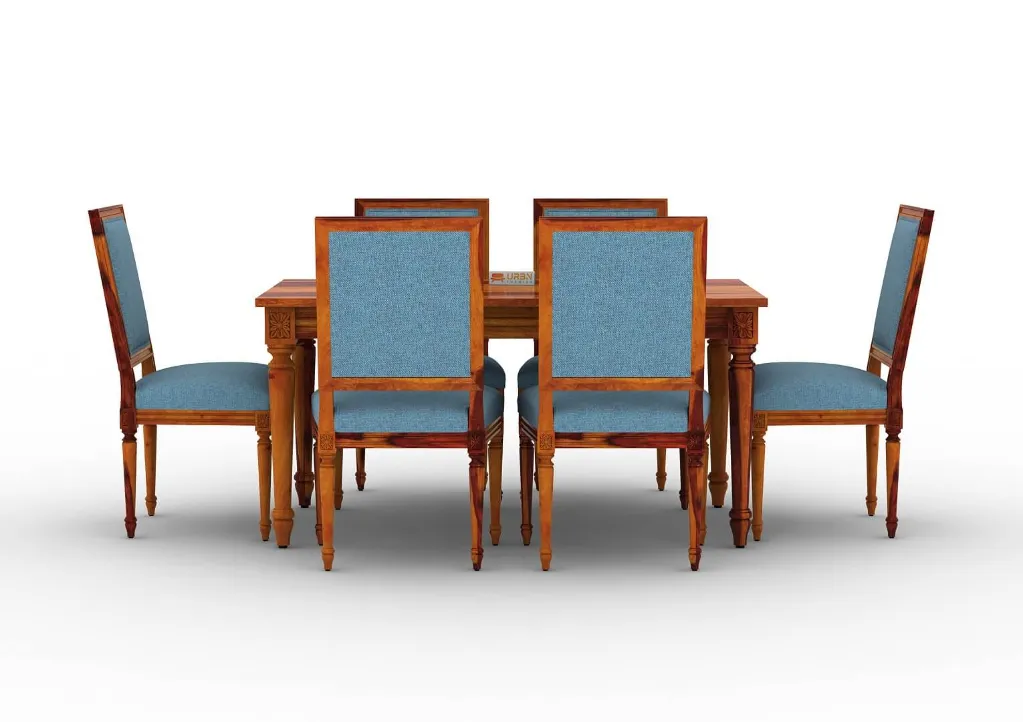 Carolina 6 Seater Dining Set (Honey, Blue)