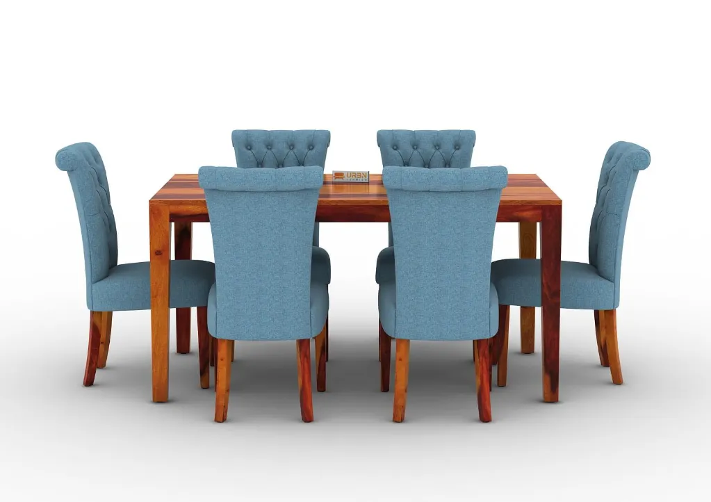 Mornesse 6 Seater Dining Set (Honey, Blue)