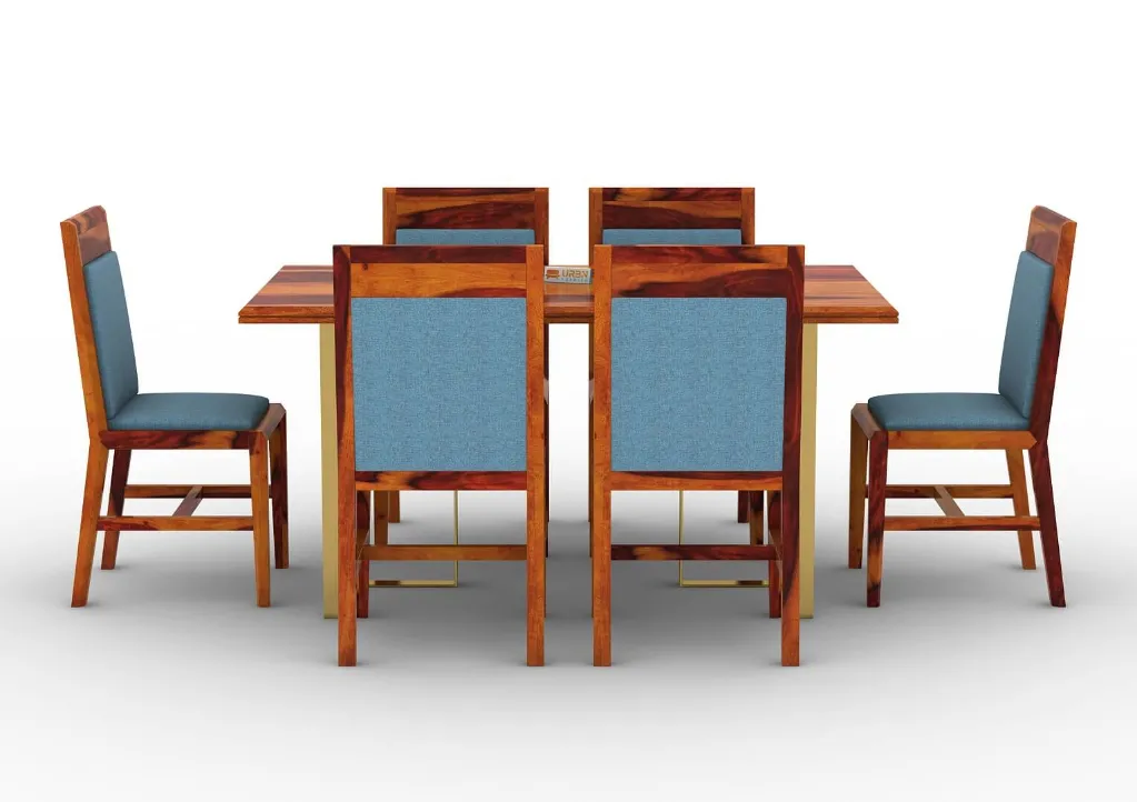 Ritaya 6 Seater Dining Set (Honey, Blue)