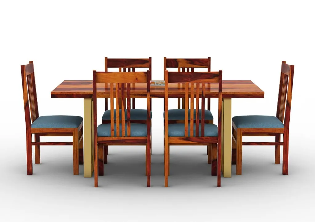 Canyon 6 Seater Dining Set (Honey, Blue)